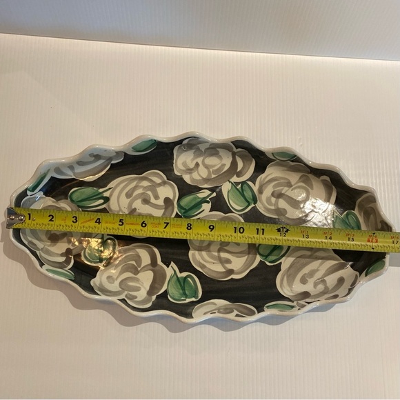 Vintage Fioriware Scalloped Edge Oval Tray Dish Hand Painted 17x8.5 - Picture 10 of 10